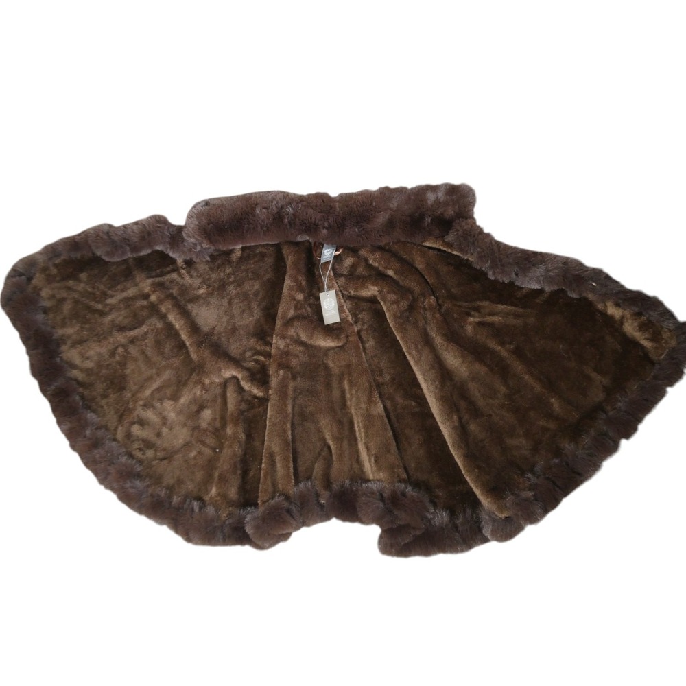 Vince Camuto OS Open Neck Leopard Print Fur Trim Shawl V4642533 – One Size - Picture 5 of 9